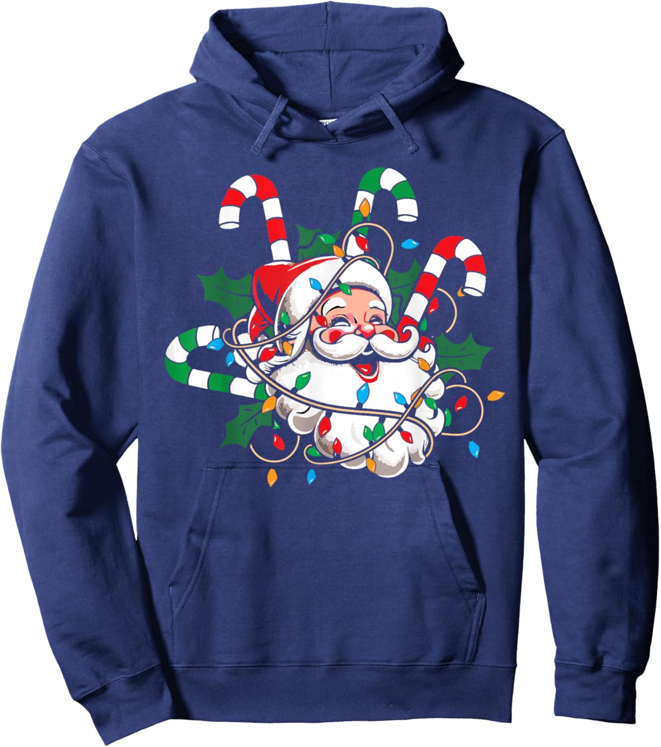 Vintage Christmas Santa Claus Candy Cane Retro Xmas Costume Hoodie - Hoodie | Navy