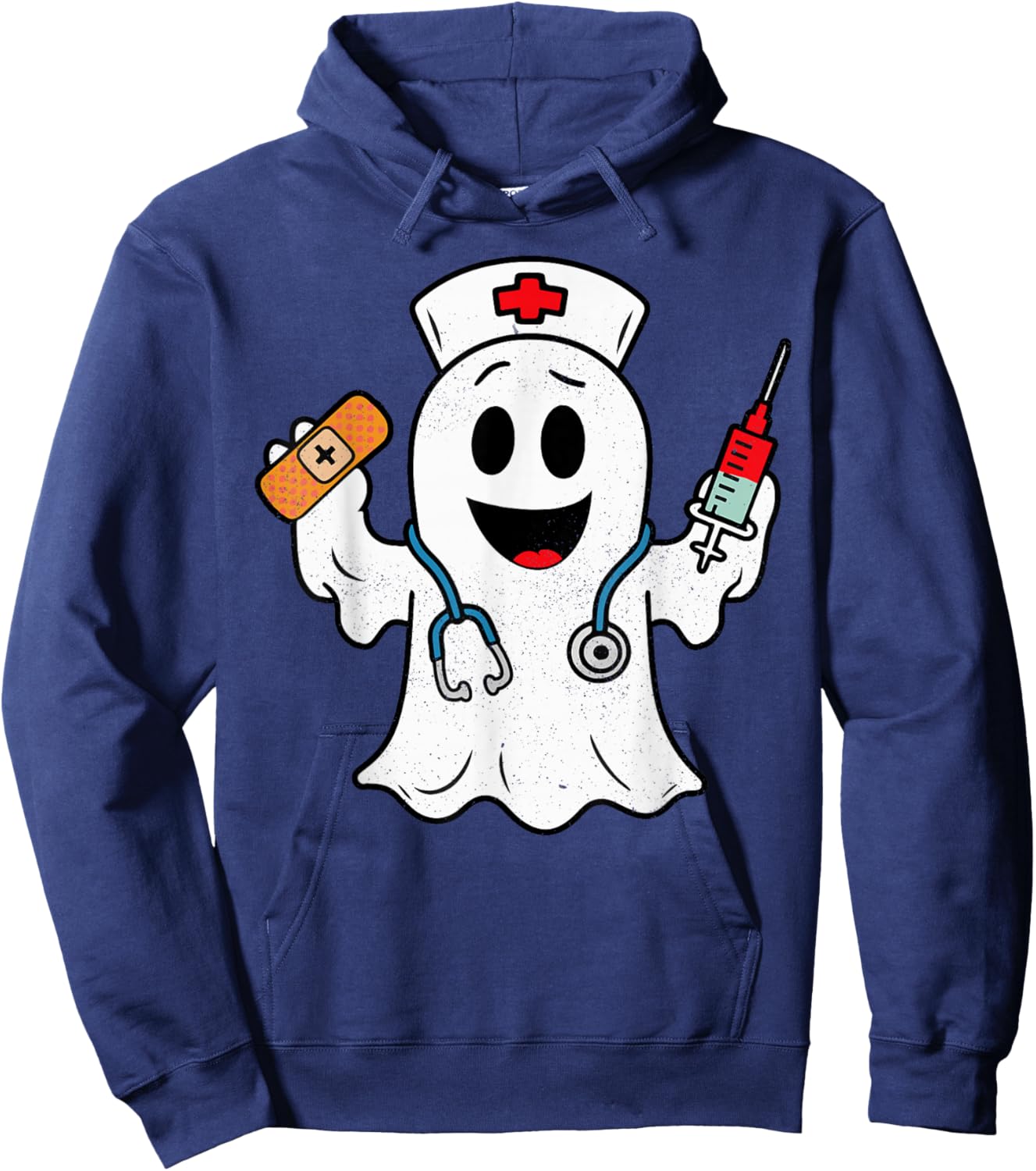 Nurse Ghost Scrub Cute Halloween Costume For Nurses Women RN Hoodie - Hoodie | Navy