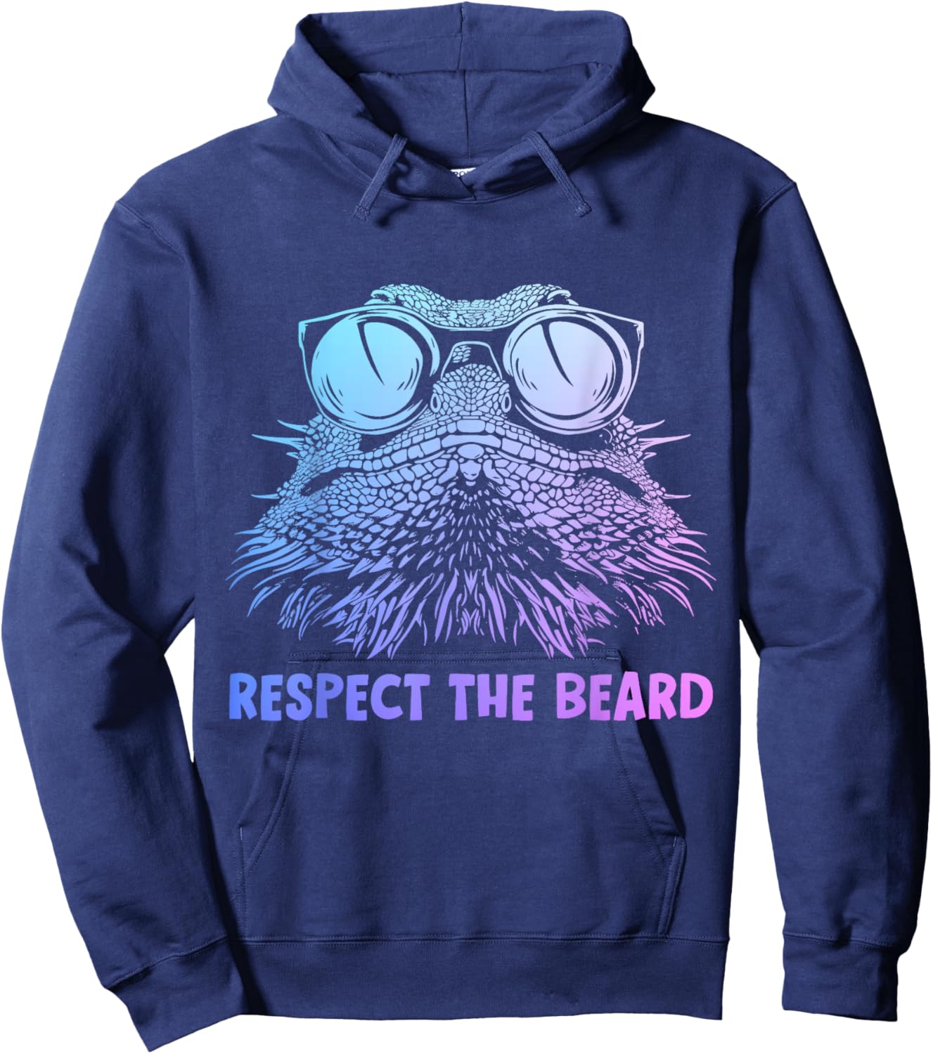 Bearded Dragon Respect The Beard Funny Reptile Hoodie - Hoodie | Navy