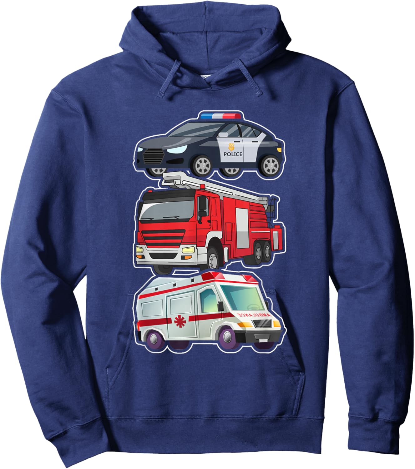 Police Car Fire Truck Ambulance First Responders Design Hoodie - Hoodie | Navy