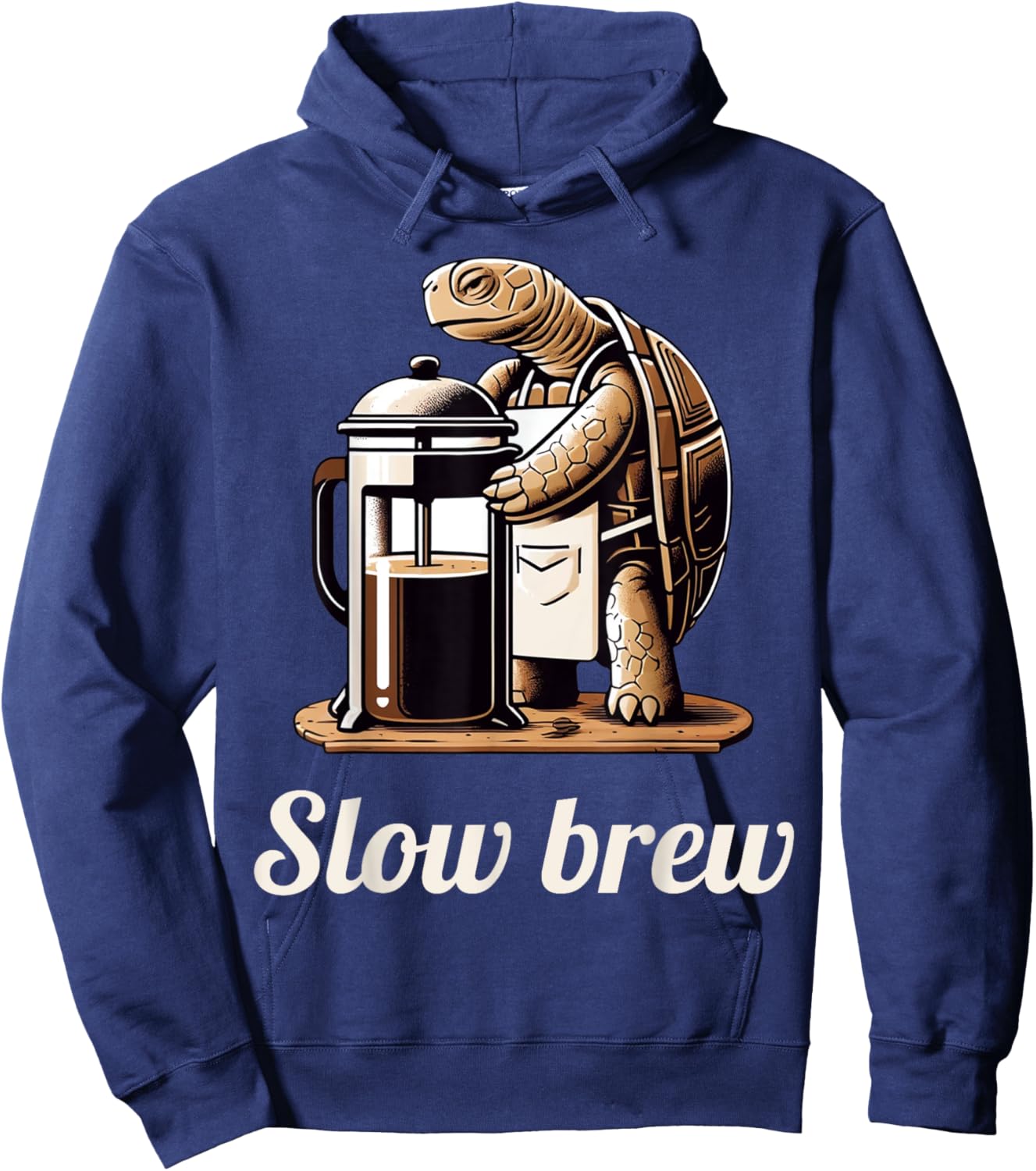 Funny Turtle Pun Slow Brew Turtle Coffee Lover Graphic Hoodie - Hoodie | Navy