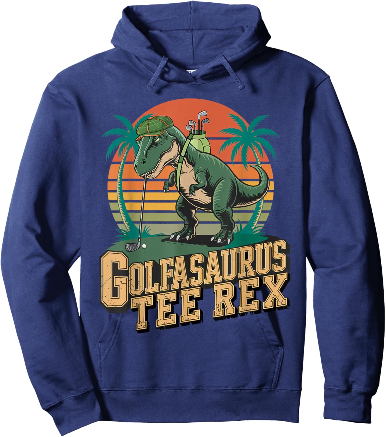 Golfasaurus Rex Vintage Golf Dinosaur Retro Design Hoodie - Hoodie | Navy
