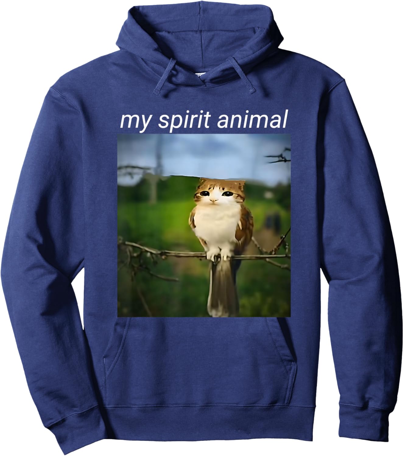 My Spirit Animal Funny meowl Meme, cat owl Meme brainrot Hoodie - Hoodie | Navy