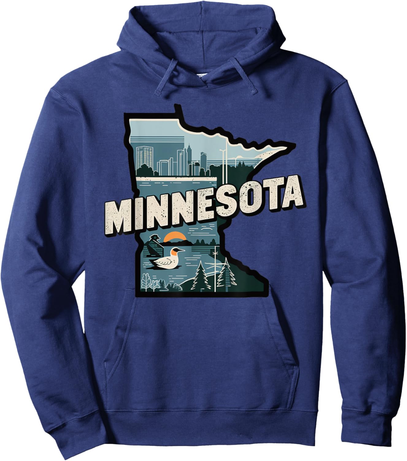 Minnesota State of Minnesota Retro Minnesota Hoodie - Hoodie | Navy