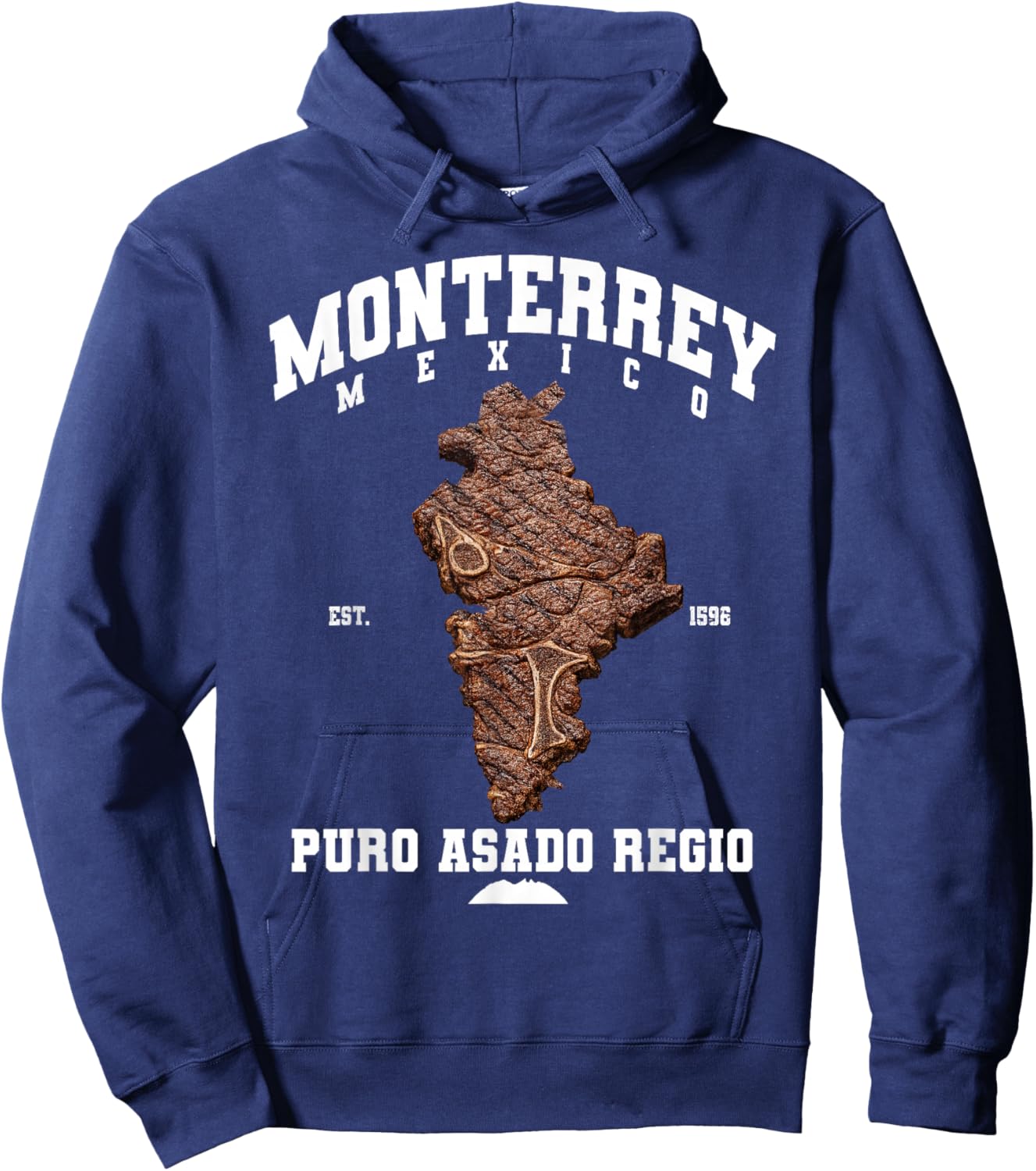 Monterrey Nuevo Leon Carne Asada Steak Map Mexican Grill Hoodie - Hoodie | Navy