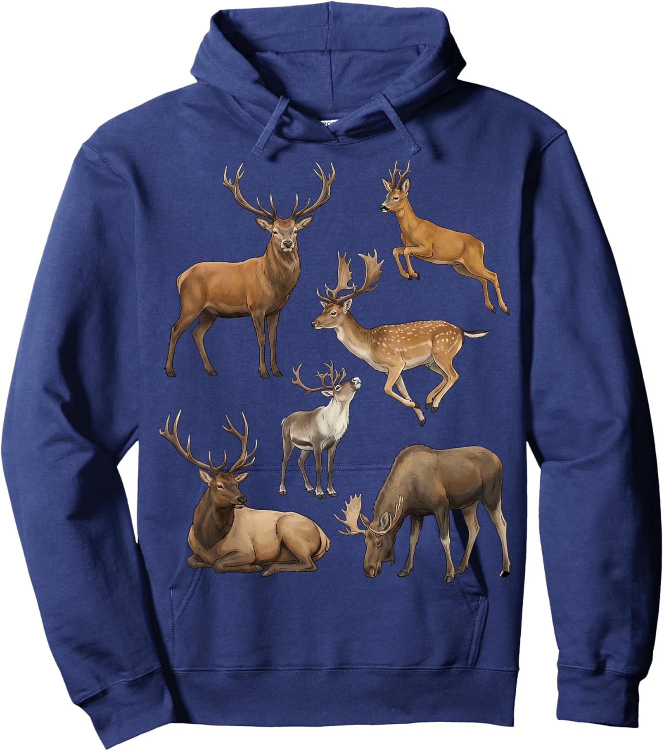 Types of Deer Species Wildlife Science Boys Girls Kids Hoodie - Hoodie | Navy