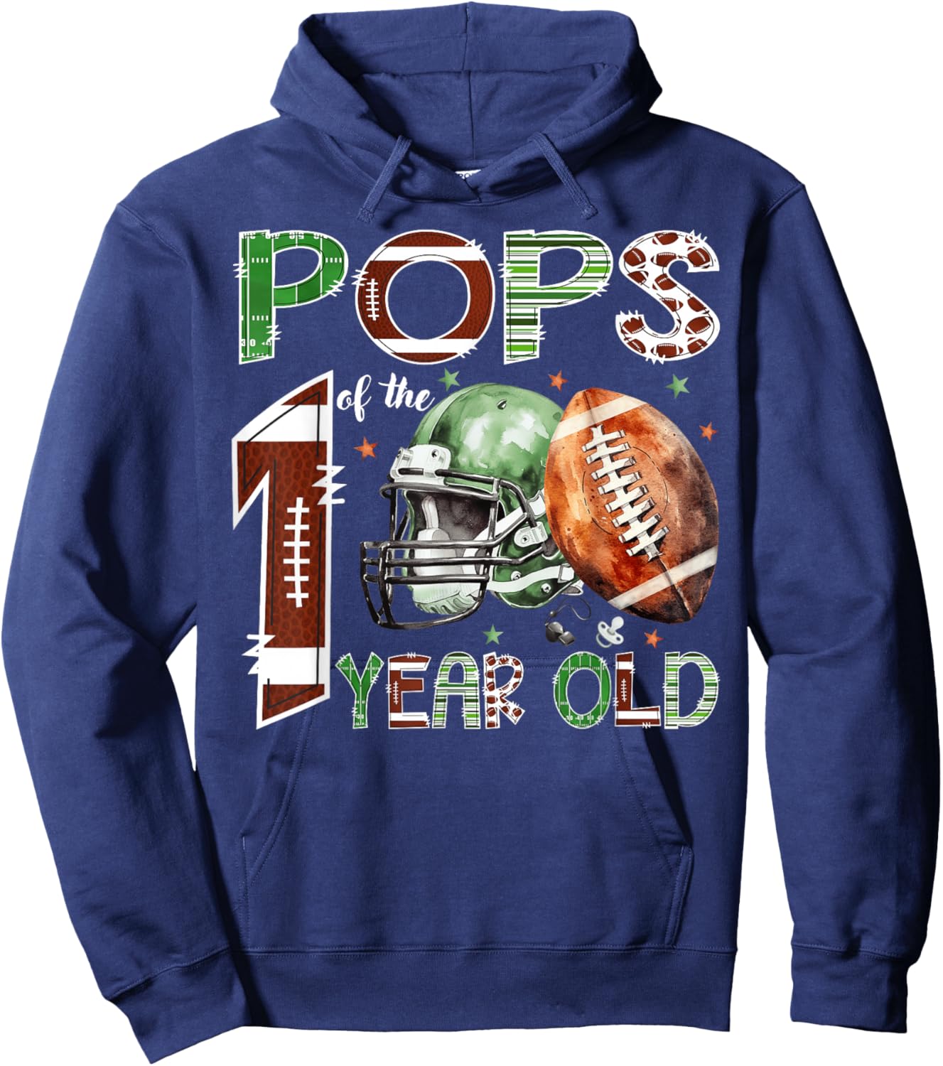 Pops of The 1 Year Old Football Lover 1st Birthday Boy Hoodie - Hoodie | Navy