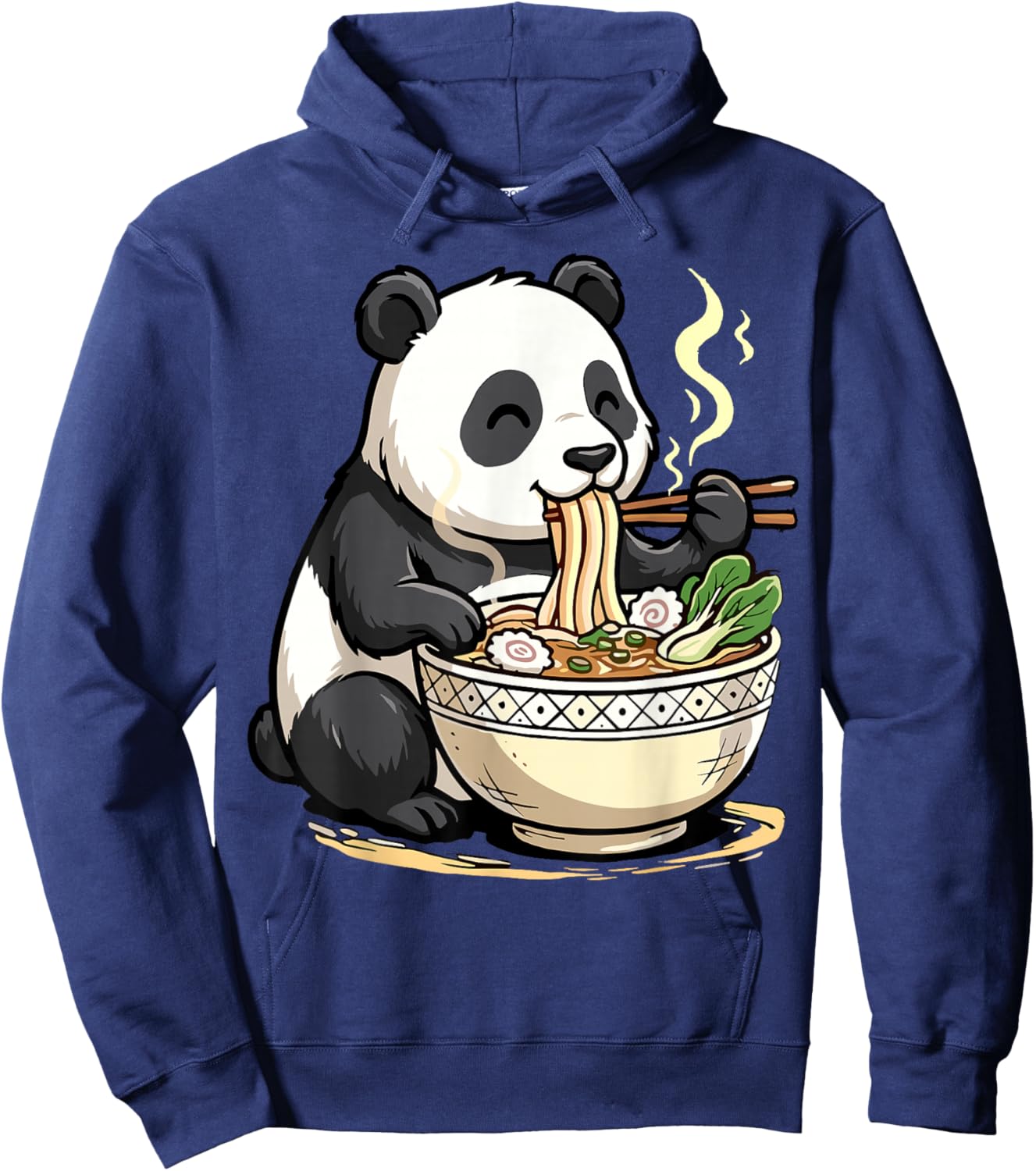 Panda Eating Funny Ramen Noodles Hoodie - Hoodie | Navy