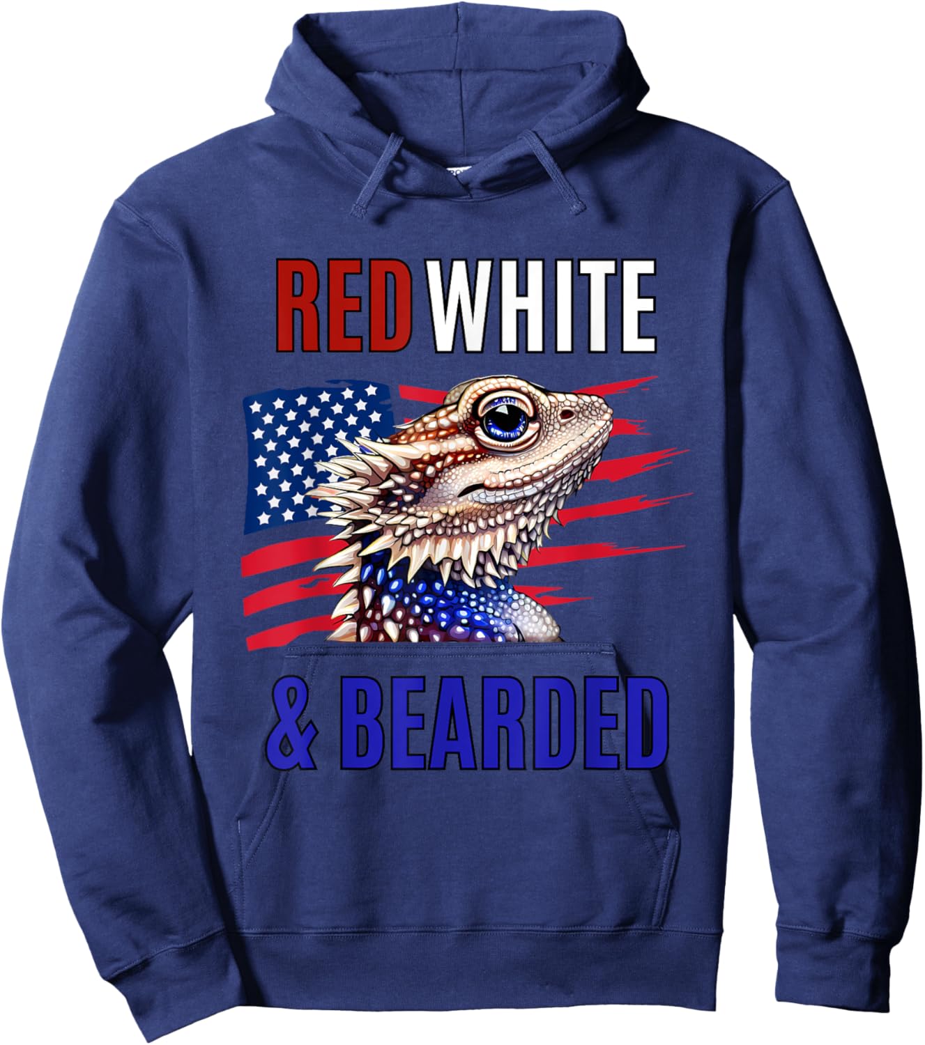 Bearded Dragon American Flag 4th of July Independence Day Hoodie - Hoodie | Navy