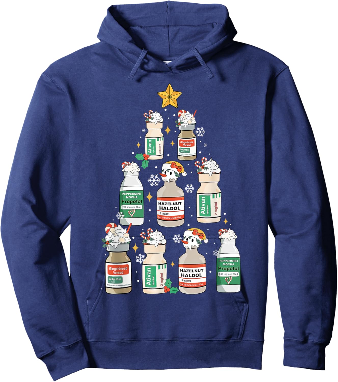 Nurse Christmas Tree Propofol RN ER ICU Nurse Xmas Nursing Hoodie - Hoodie | Navy