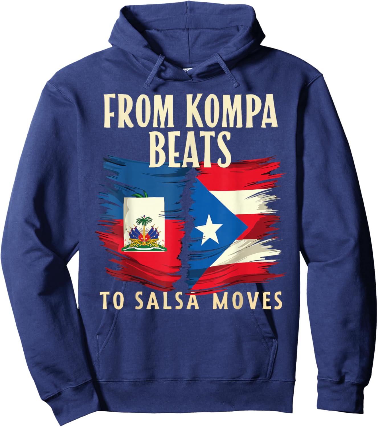Half Haitian Half Puerto Rican Puerto Rico Flag Haiti Hoodie - Hoodie | Navy
