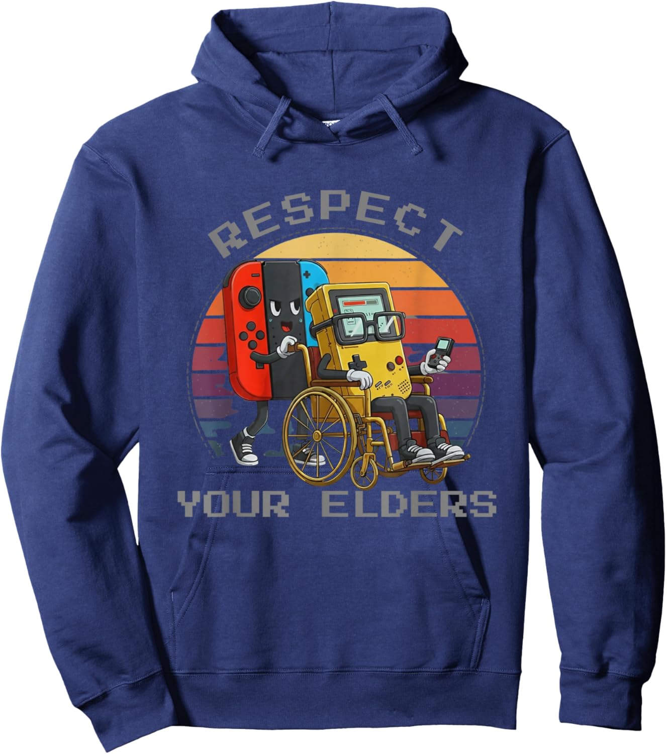 Respect Your Elders Retro Gaming Funny Video Game 80s Gamer Hoodie - Hoodie | Navy