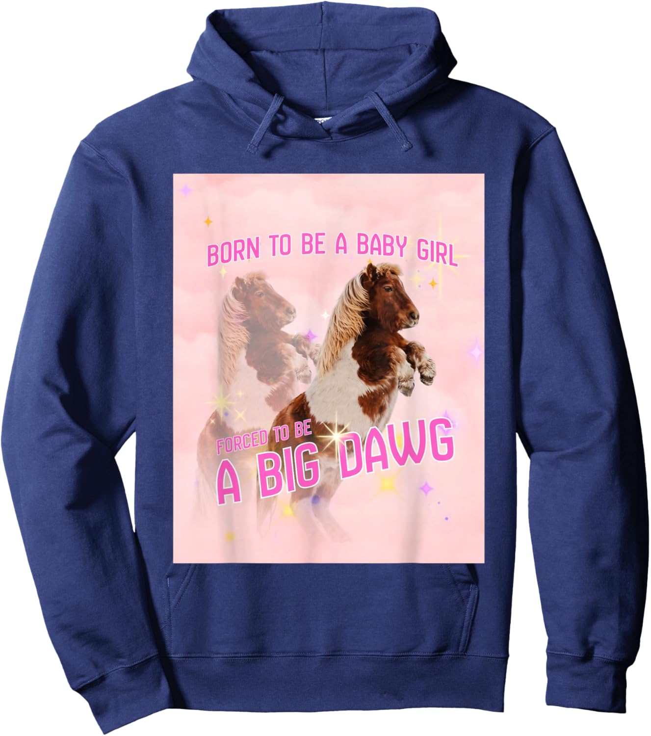 Born to Be A Baby Girl Forced to Be A Big Dawg Hoodie - Hoodie | Navy