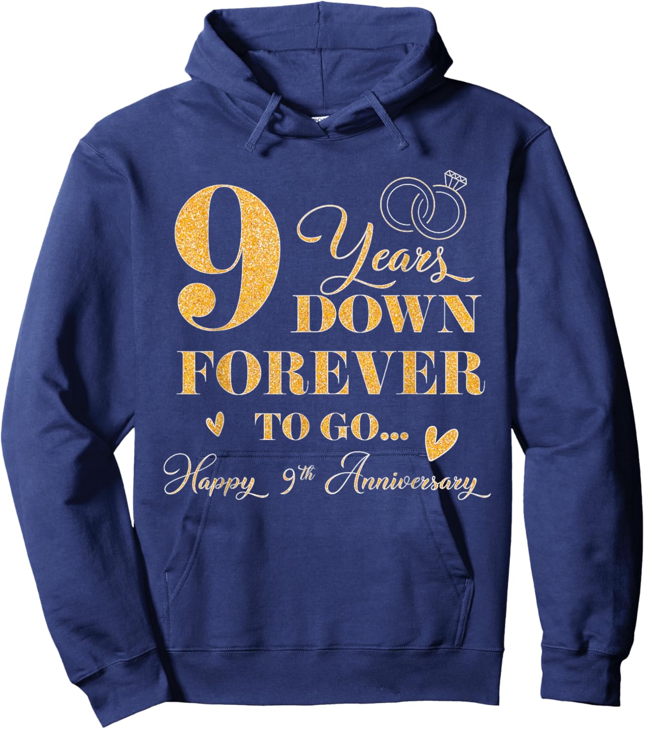 9 Year Down Forever To Go Happy 9th Anniversary For Couple Hoodie - Hoodie | Navy