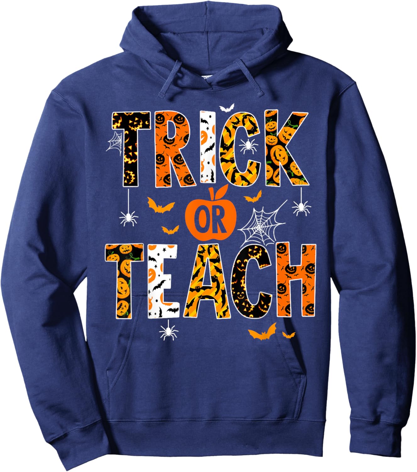 Trick Or Teach Retro Halloween Teacher Women Men Costume Hoodie - Hoodie | Navy