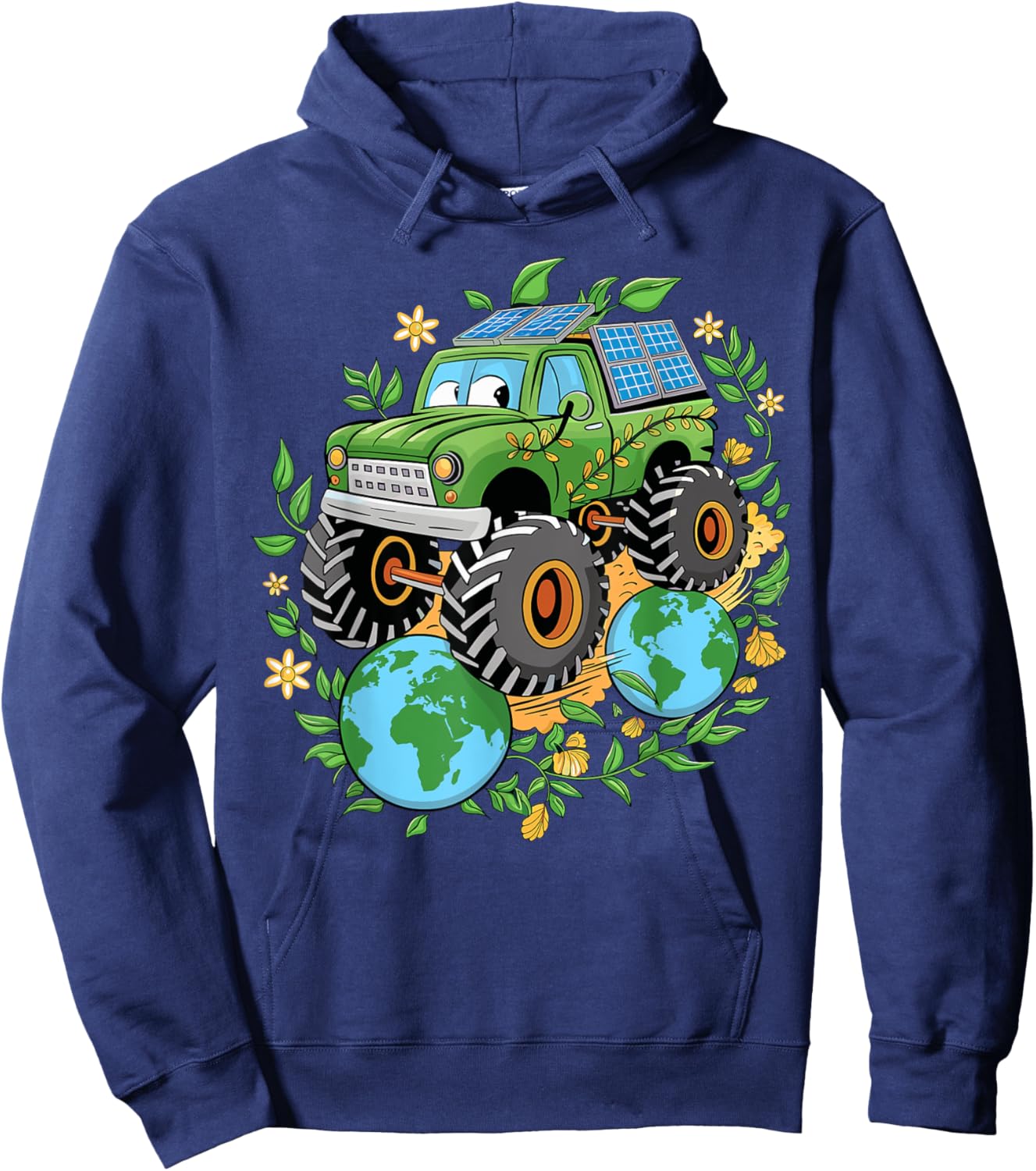 Boys Earth Day Toddler Earth Monster Truck Hoodie - Hoodie | Navy