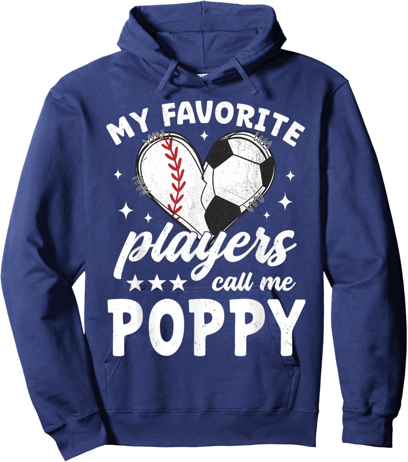 My Favorite Players Call Me Poppy Baseball Soccer Player Hoodie - Hoodie | Navy