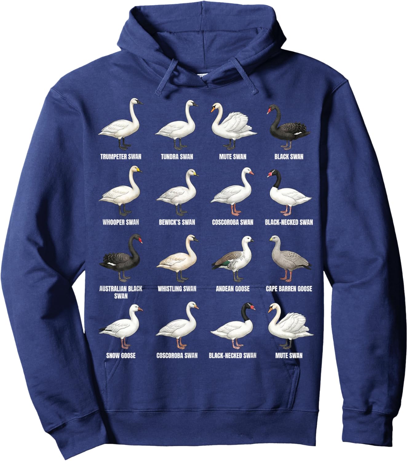 Swan Types - World Ornithology of Swan Species Hoodie - Hoodie | Navy