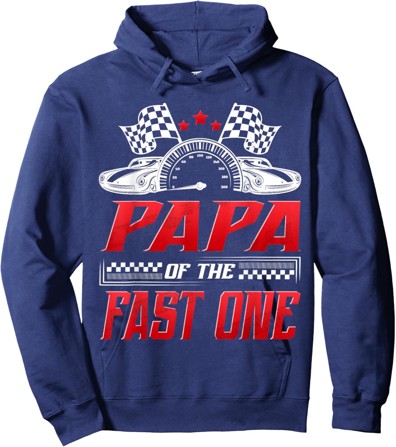 Papa of The Fast One 1st Birthday Racing Car Family Hoodie - Hoodie | Navy