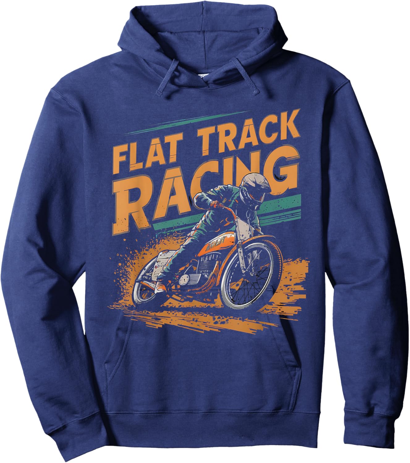 Flat Track Motorcycle Racing American Flag Speedway Dirt Hoodie - Hoodie | Navy