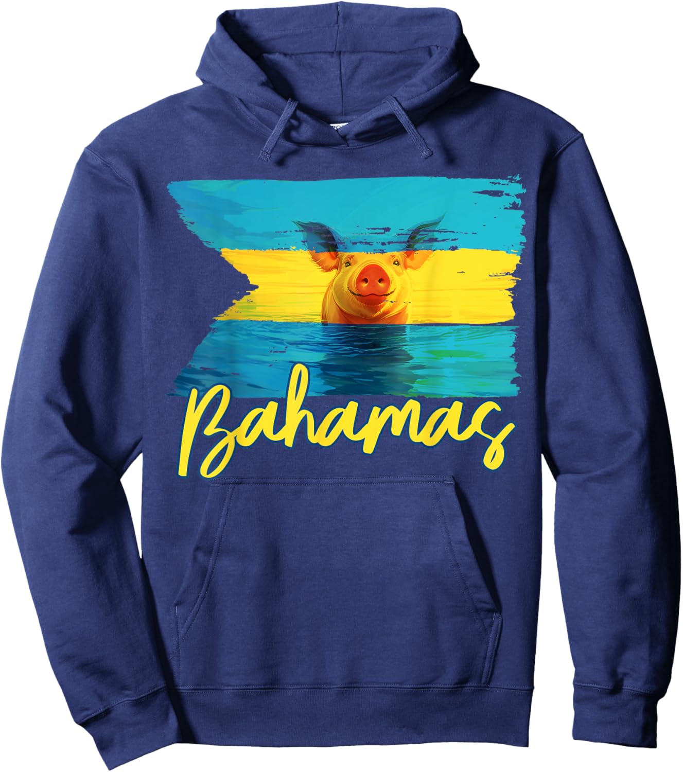 Bahamas Swimming Pig Flag Beach Caribbean Vacation Family Hoodie - Hoodie | Navy