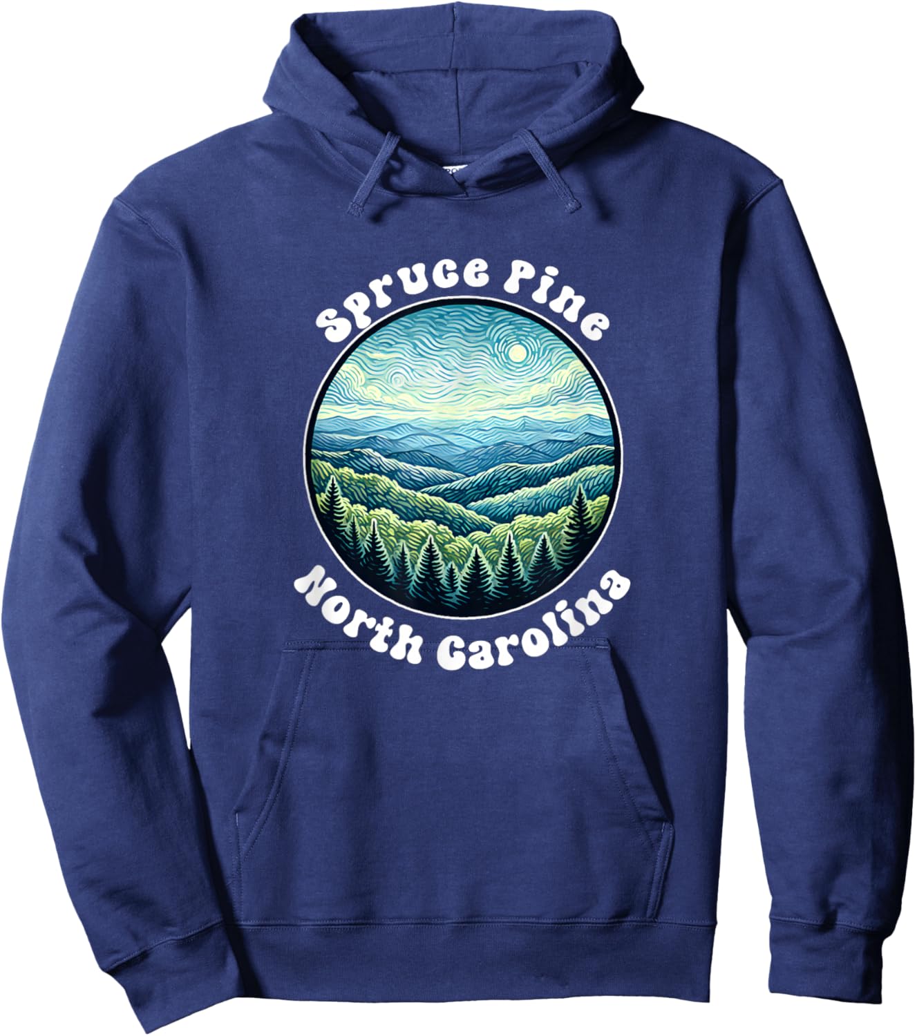 Spruce Pine North Carolina Mountain Forest Vacation Souvenir Hoodie - Hoodie | Navy