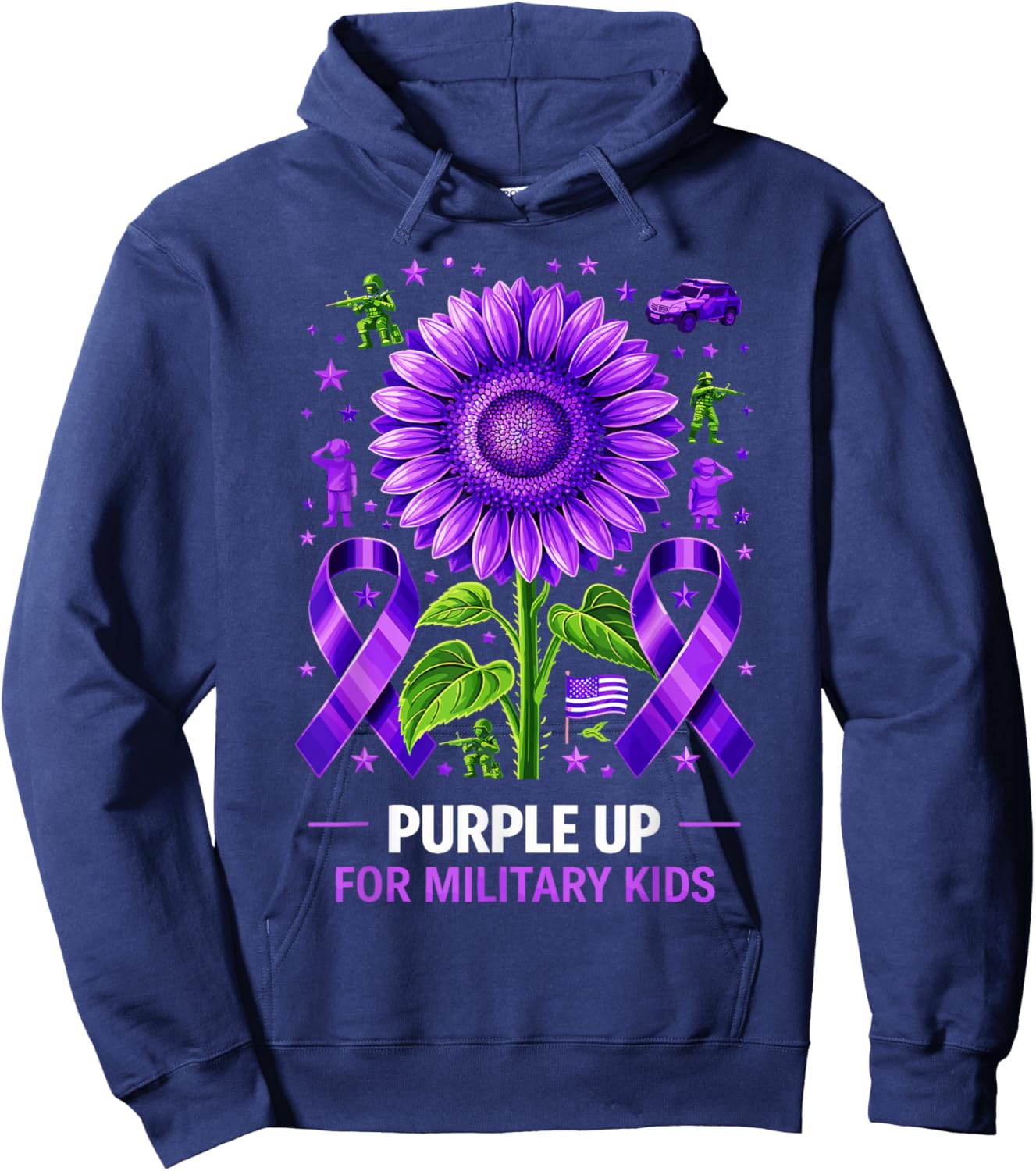 Purple Up Military Kids Month of Military Child Hoodie - Hoodie | Navy
