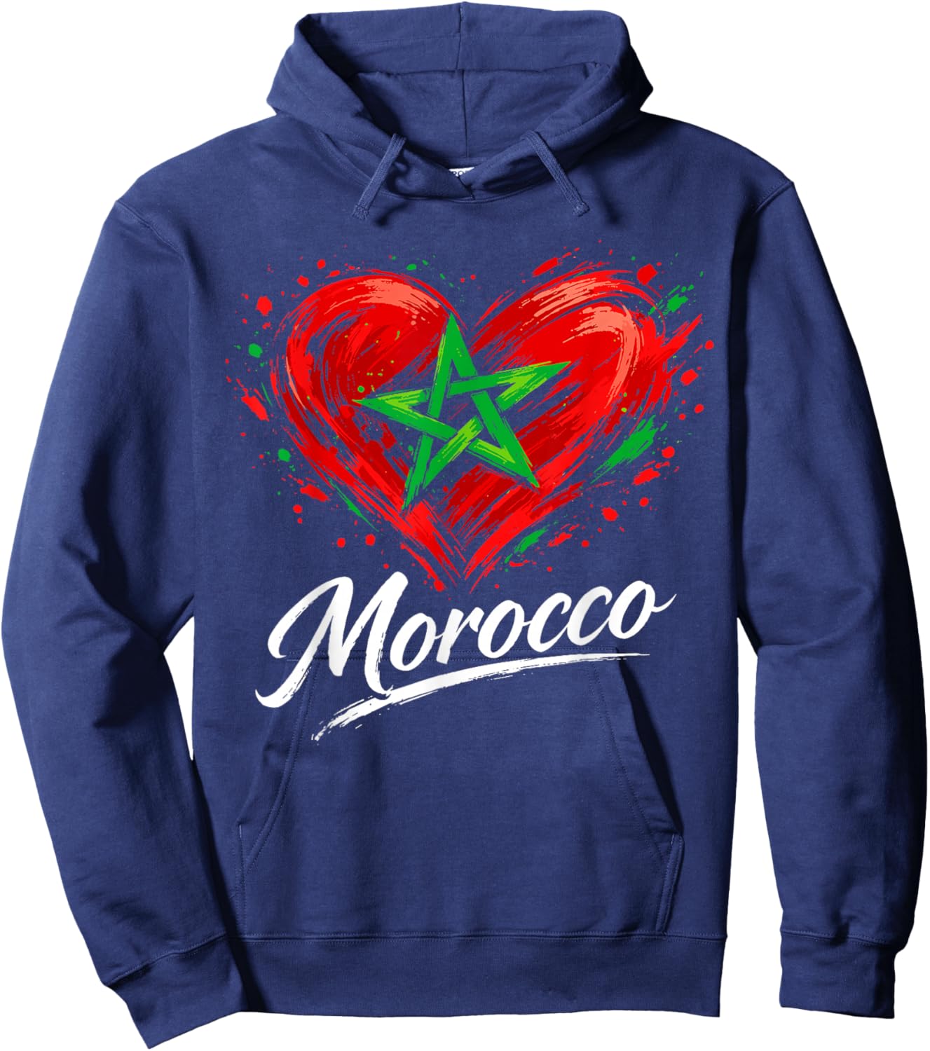 Morocco Heart Patriotic Moroccan Pride Hoodie - Hoodie | Navy
