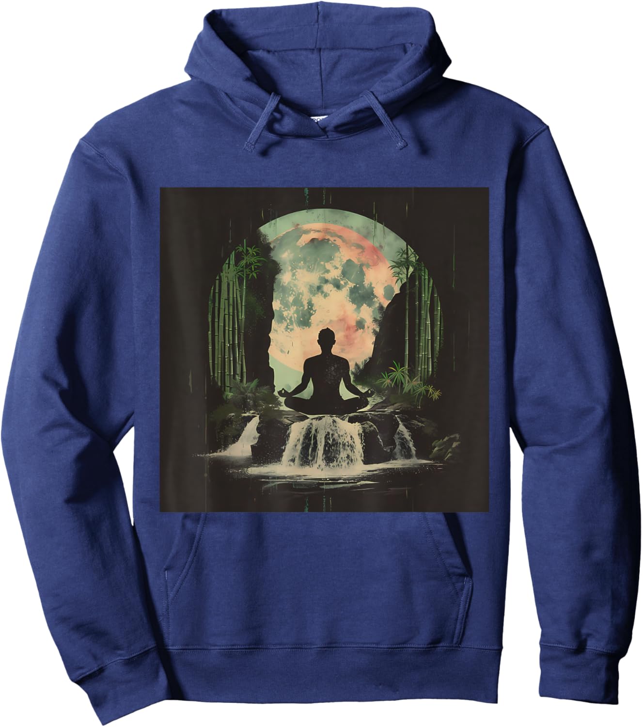 Waterfall Meditation Nature Buddhist Zen Buddha Hindu Yoga Hoodie - Hoodie | Navy