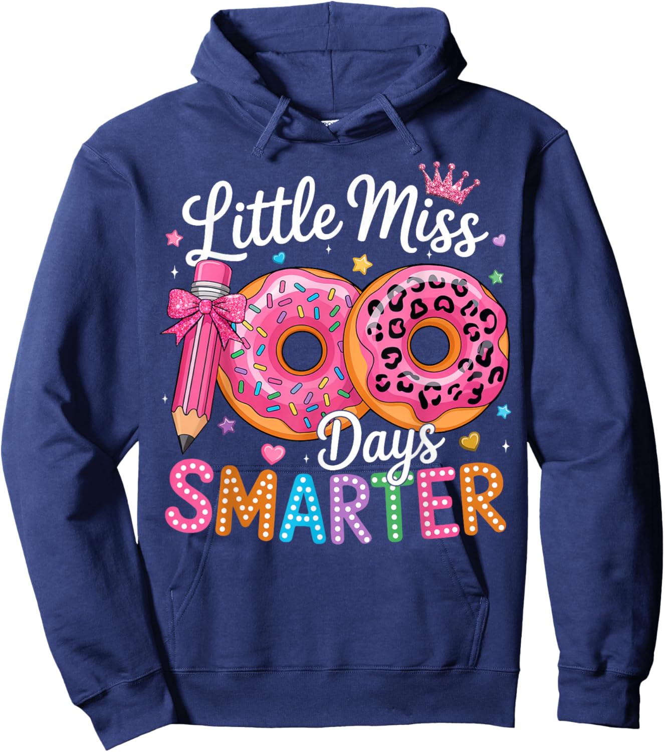 Little Miss 100 Days Smarter Shirt Girls 100th Day of School Hoodie - Hoodie | Navy
