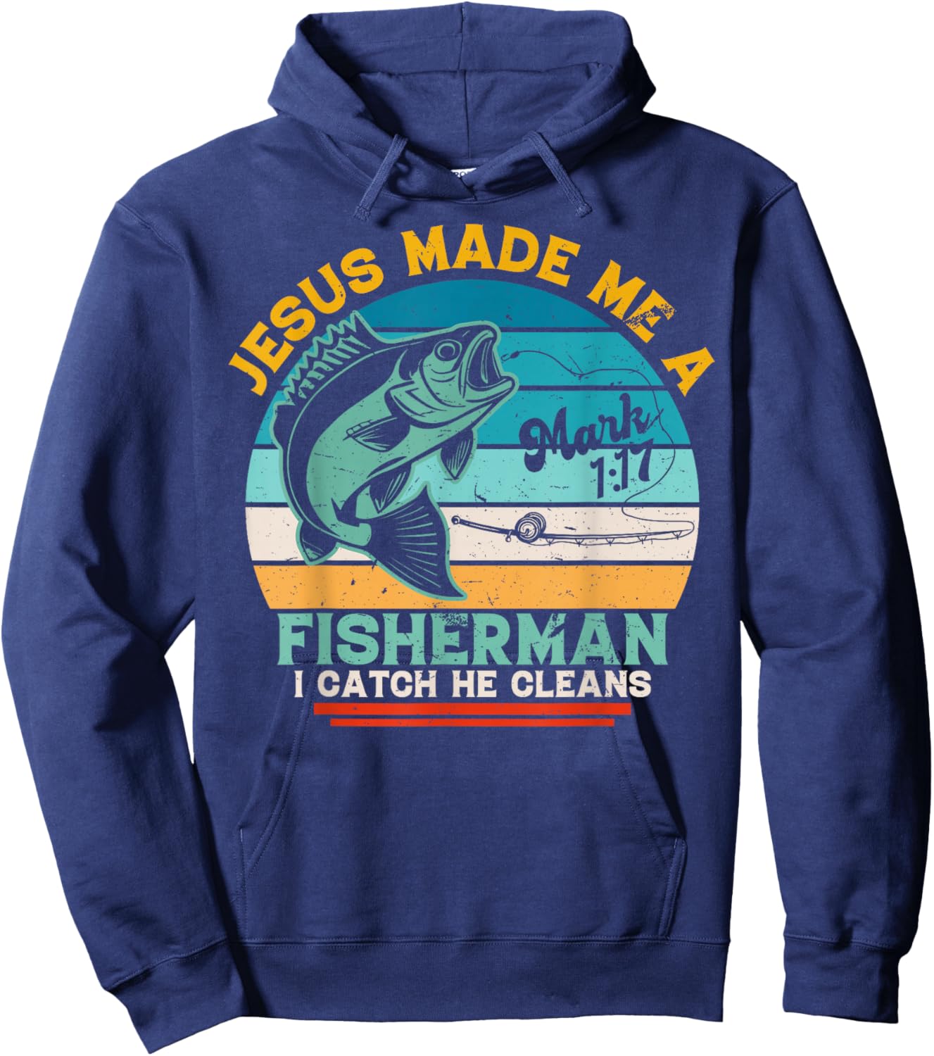 Christian Lovers Jesus Made Me A Fisherman Faith Fisherman Hoodie - Hoodie | Navy