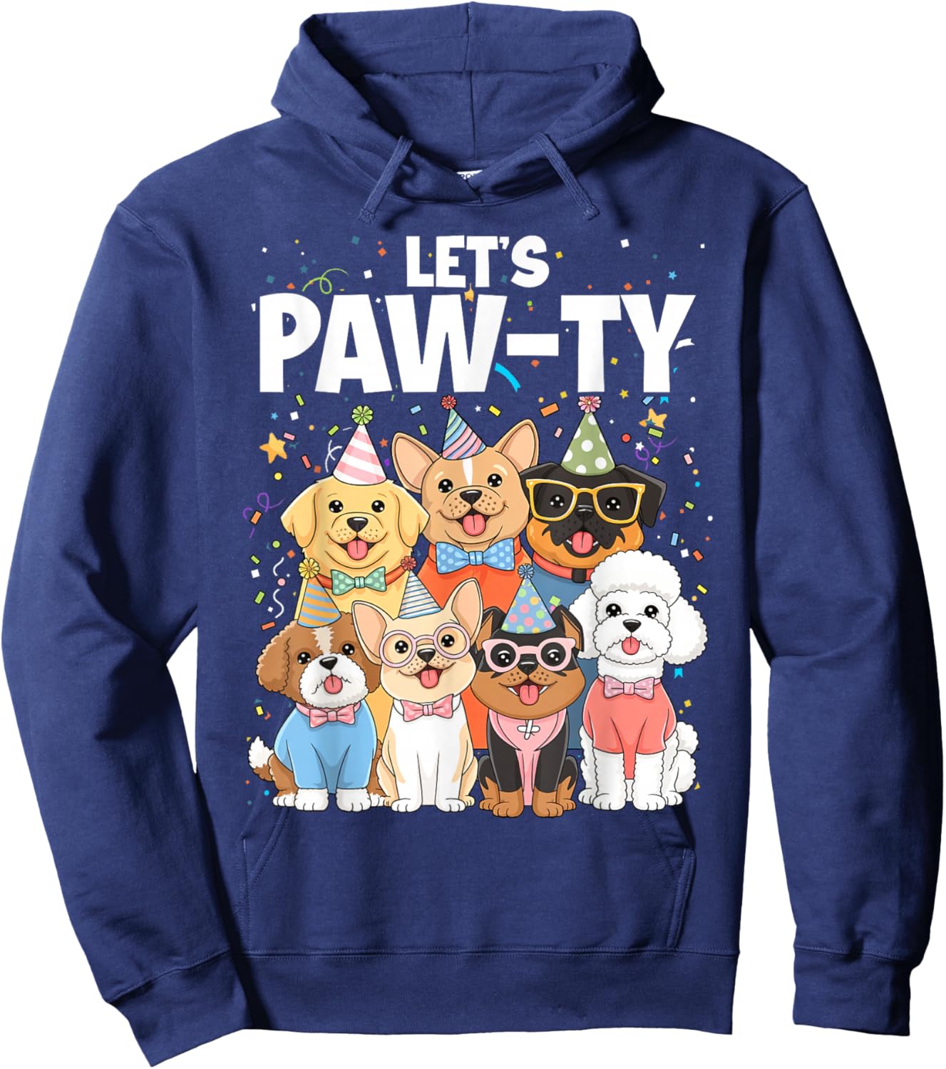 Dog Mom Birthday Dog Bday Boy Girl Let's Pawty Birthday Hoodie - Hoodie | Navy