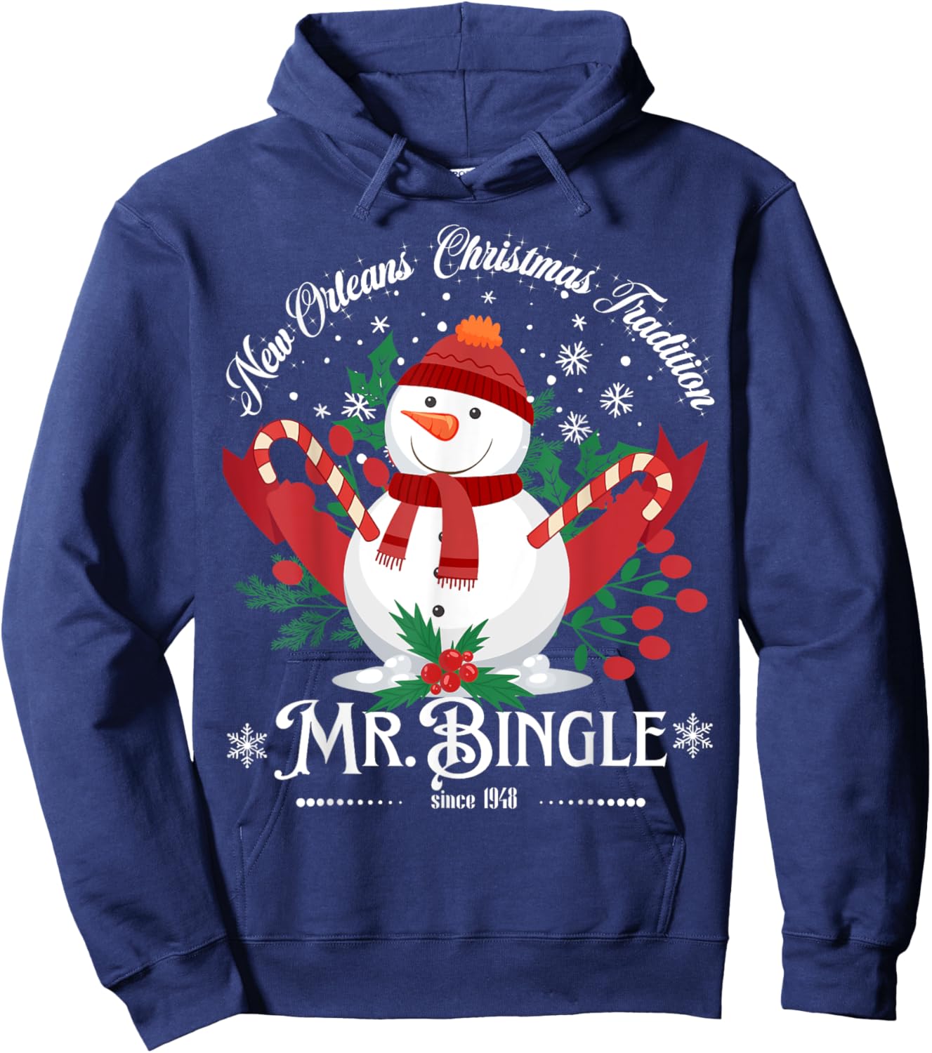 New Orleans Mr.Bingle Christmas Tradition Snowmen Christmas Hoodie - Hoodie | Navy