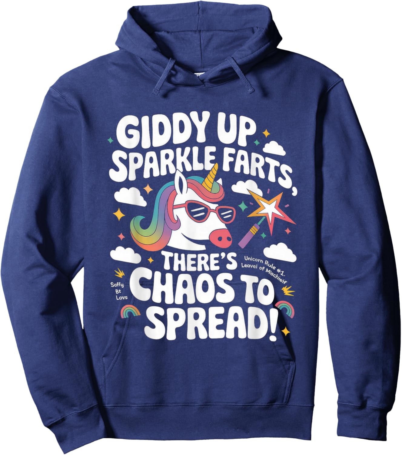 Giddy Up Sparkle Farts Girl There's Chaos to Spread Hoodie - Hoodie | Navy