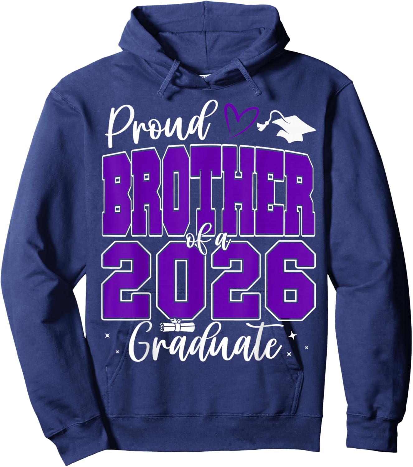 Proud Brother of a Class of 2026 Graduate Senior Graduation Hoodie - Hoodie | Navy