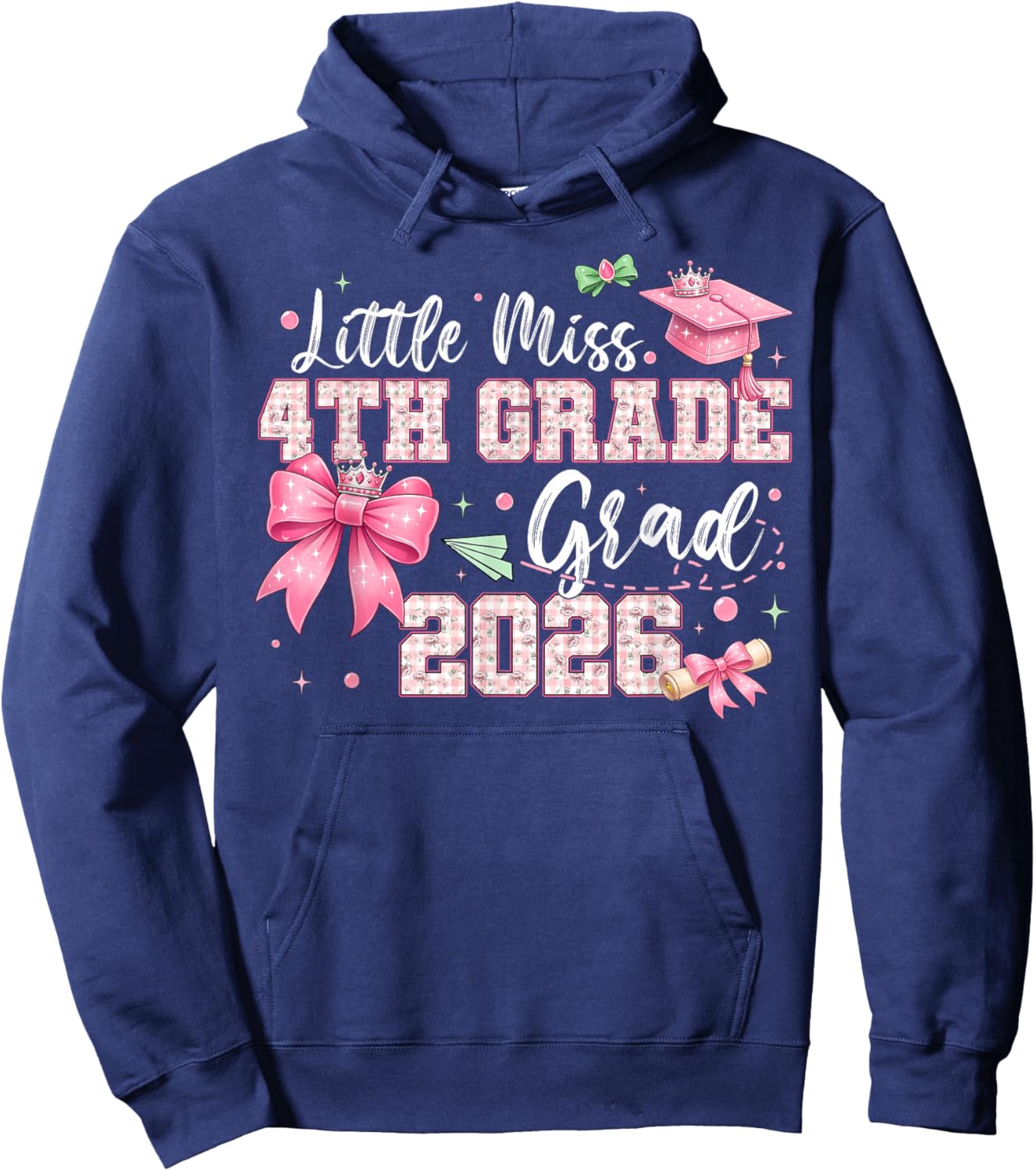 Little Miss 4th Grade Grad 2026 Girls Kids Graduation Hoodie - Hoodie | Navy