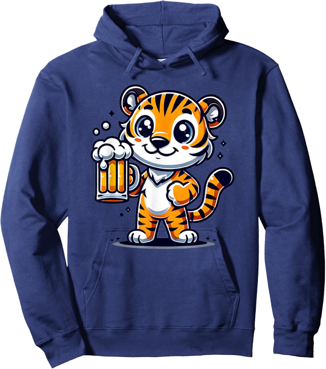 Cute Tiger Drinking Beer Hoodie - Hoodie | Navy