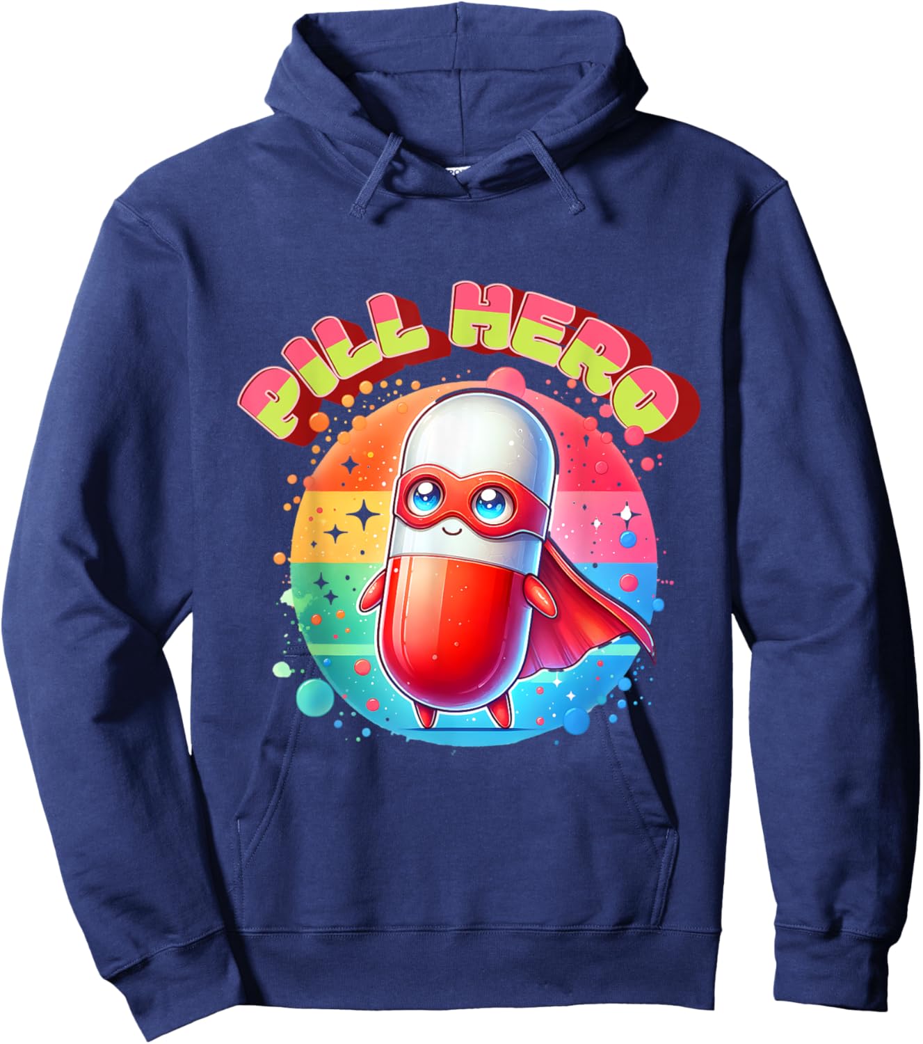 Cute Superhero Tablet Super Pill Hero Pharmacist Hoodie - Hoodie | Navy