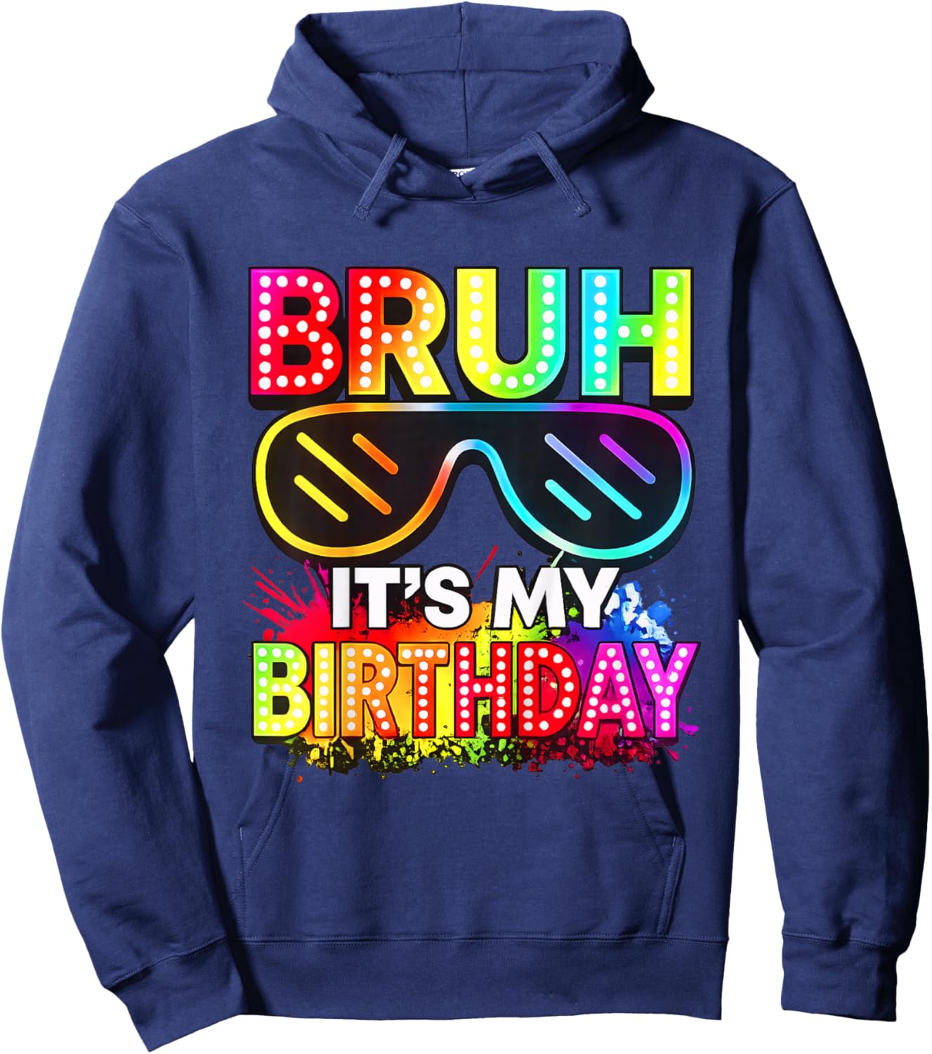 It's My Birthday Sunglasses Glowing Birthday Party Boy Girls Hoodie - Hoodie | Navy