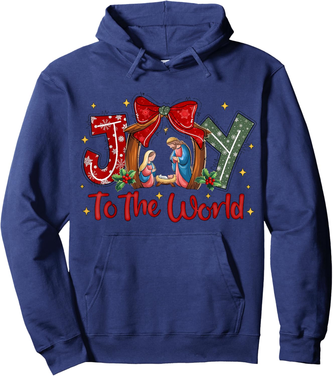 Christian Christmas Joy To The World Coquette Jesus Nativity Hoodie - Hoodie | Navy