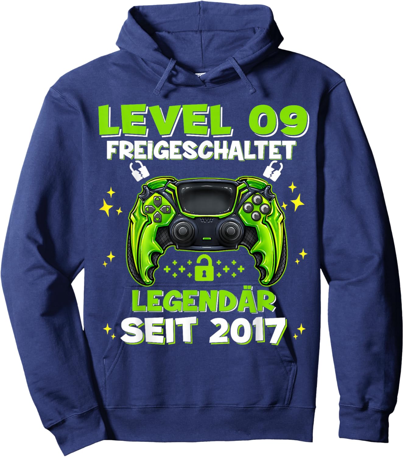 Level 9 Years Birthday Shirt Boy Gamer 2017 Birthday Hoodie - Hoodie | Navy