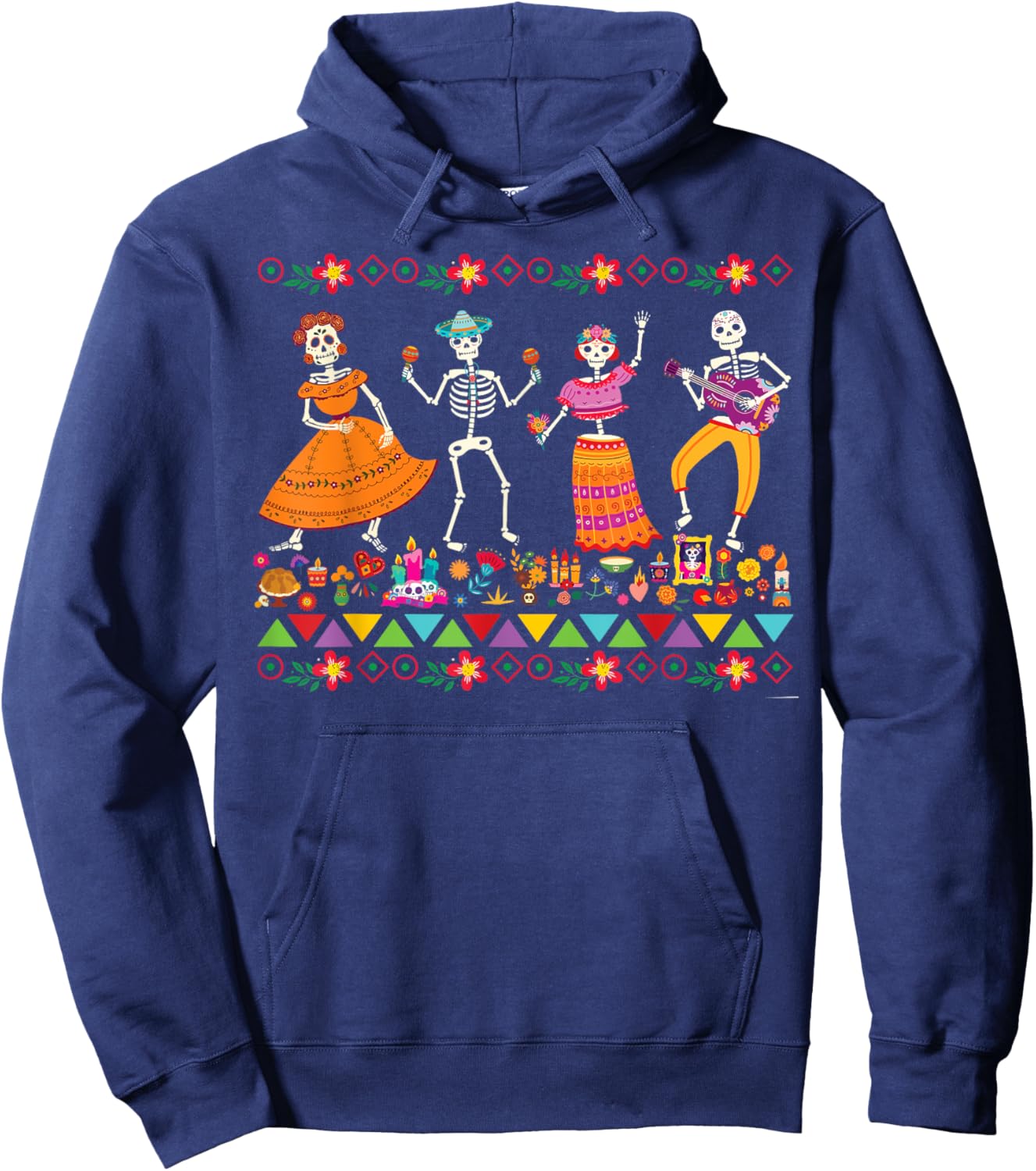 Dancing Skeletons Day of the Dead Mexican Dia de los Muertos Hoodie - Hoodie | Navy