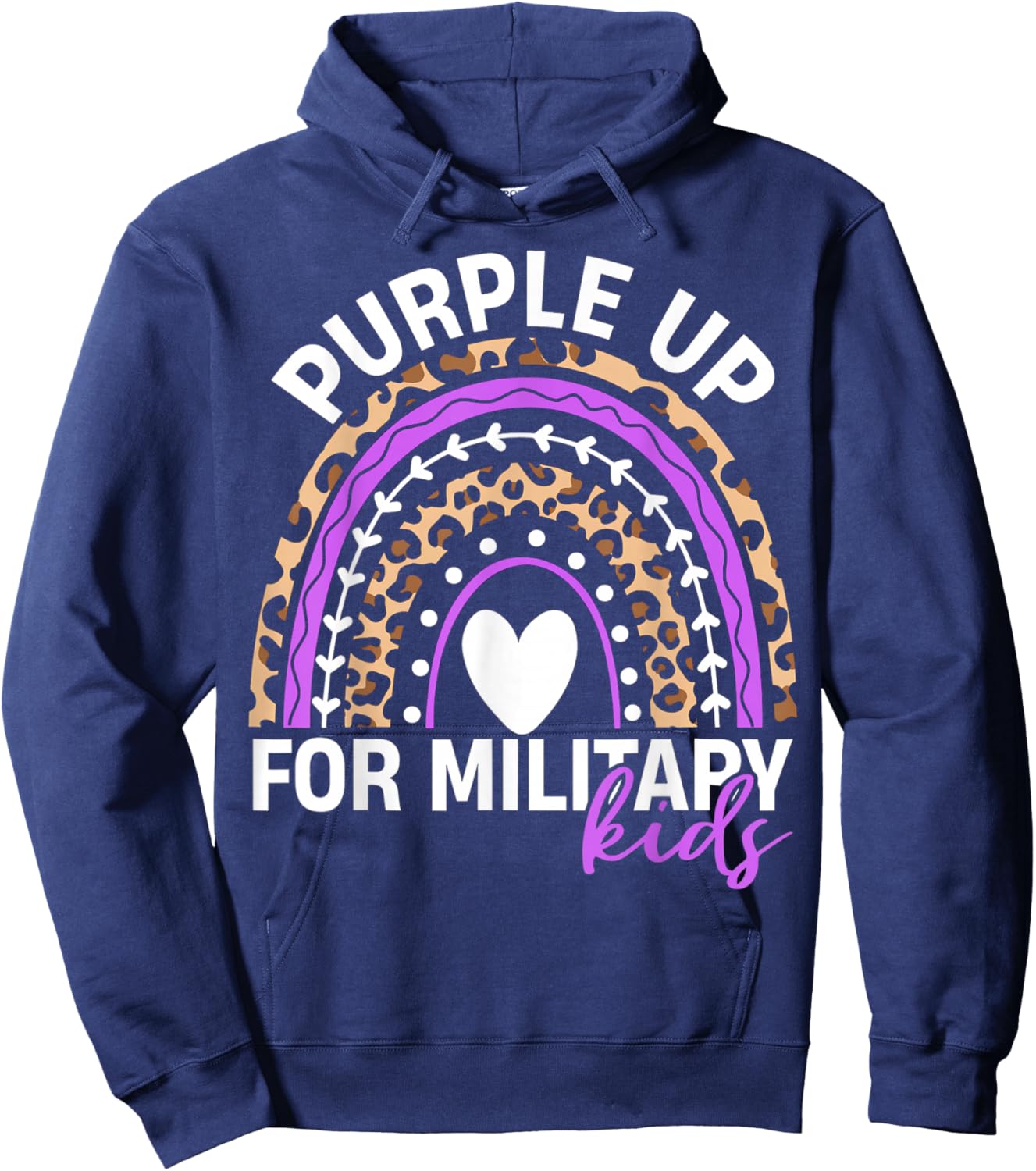 Purple Up for Military Kids Month Military Child Rainbow Hoodie - Hoodie | Navy
