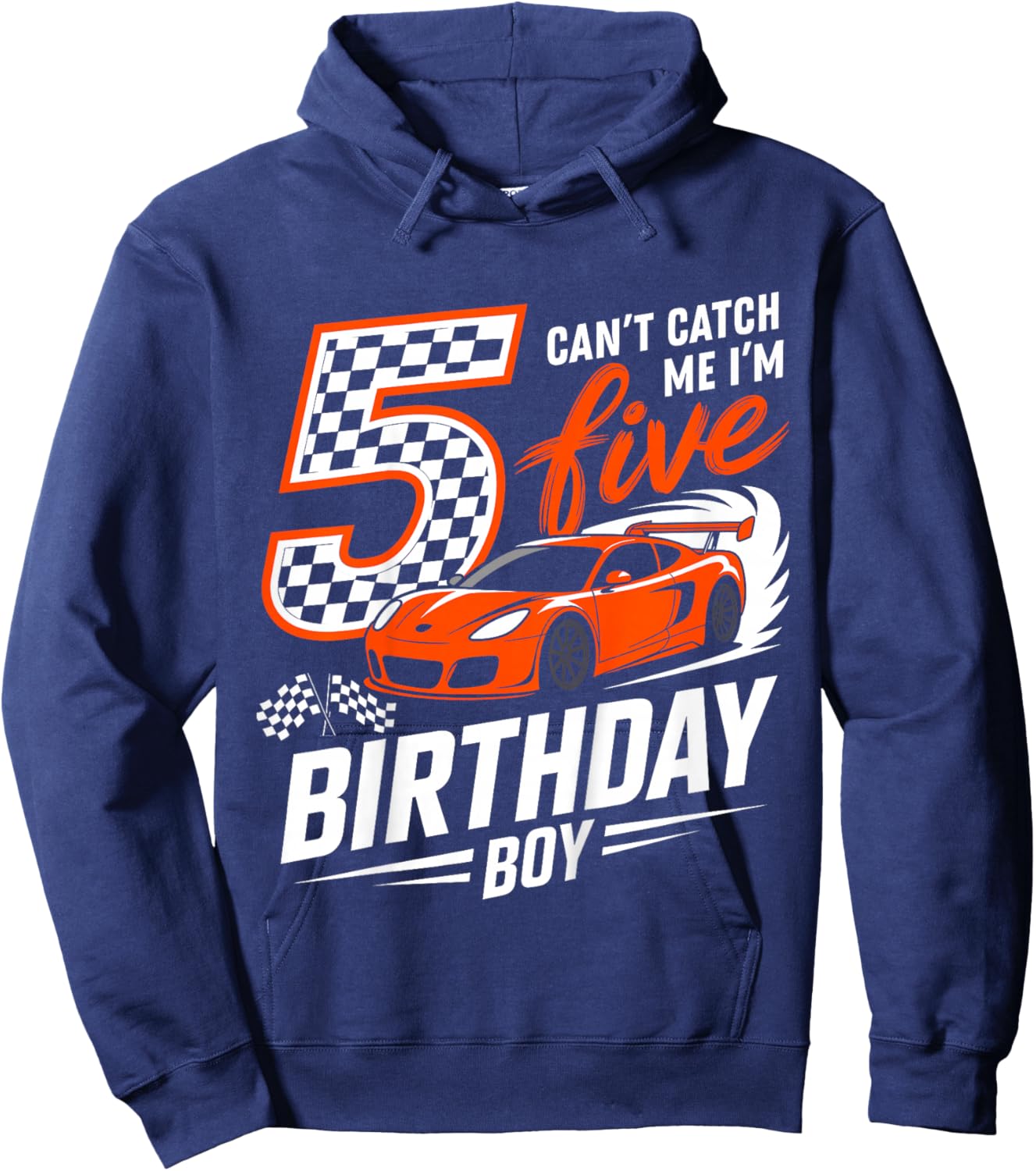 Kids Race Car Racing 5th Birthday 5 Years Old Cars Five Bday Boys Hoodie - Hoodie | Navy