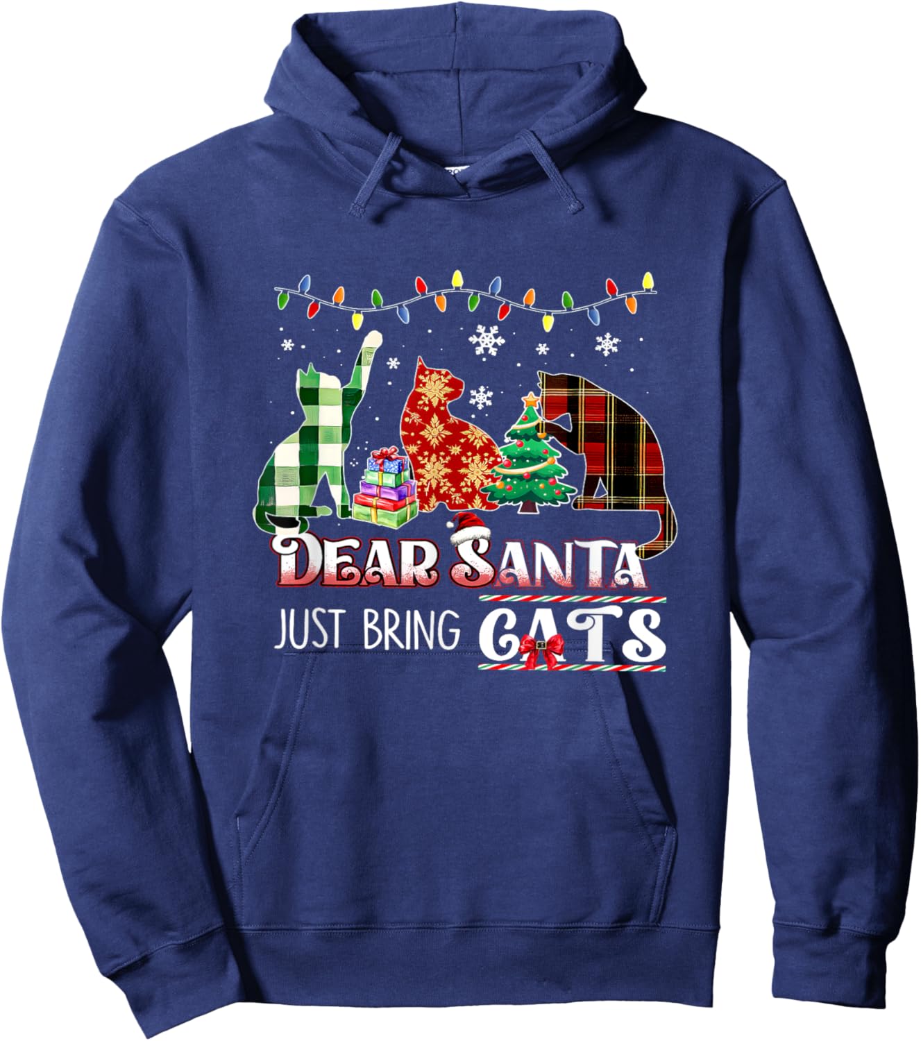 Dear Santa Just Bring Cats Funny Christmas Cat Lover Xmas Hoodie - Hoodie | Navy