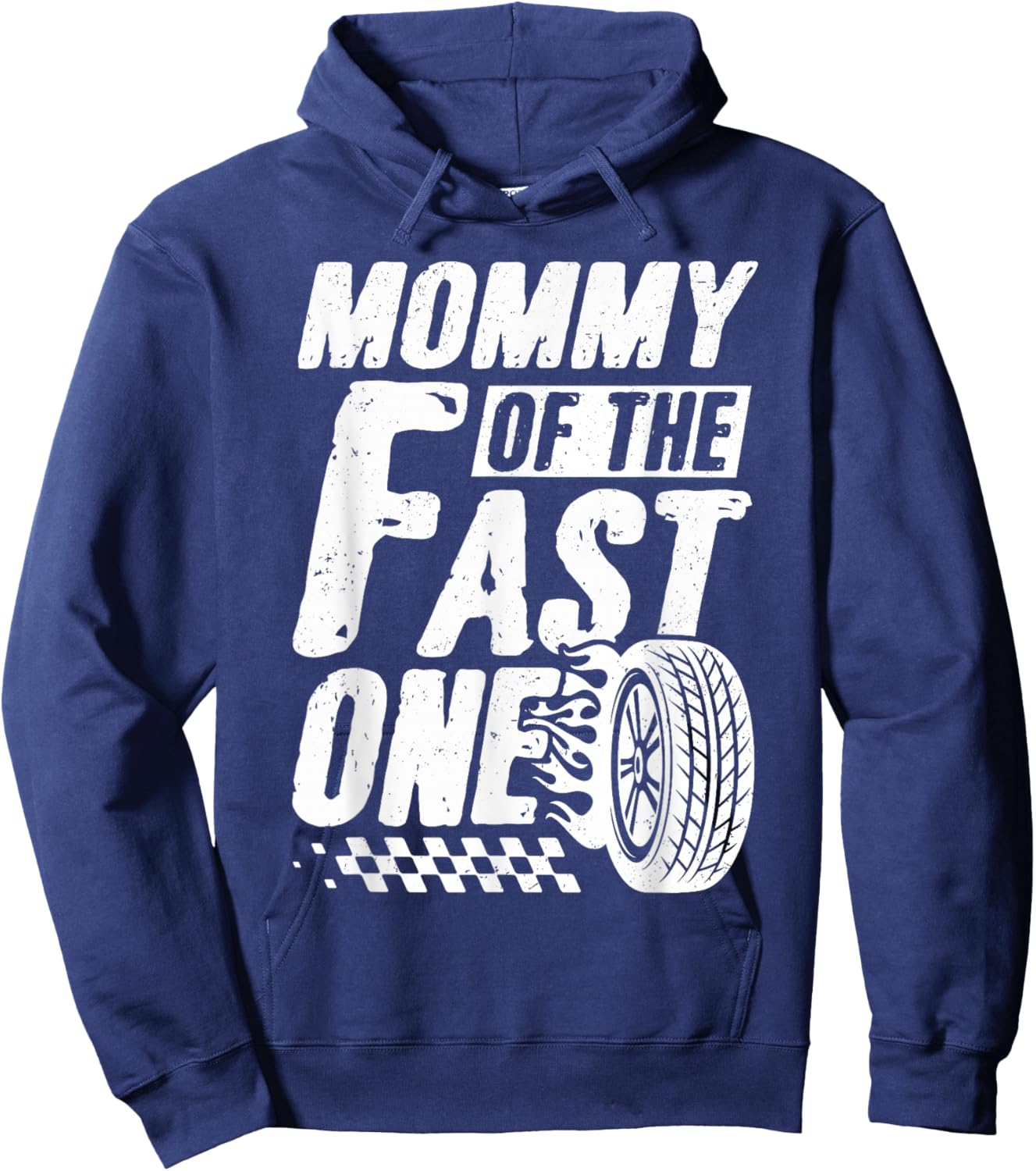 Mommy of The Fast One First Birthday Racing Car Hoodie - Hoodie | Navy