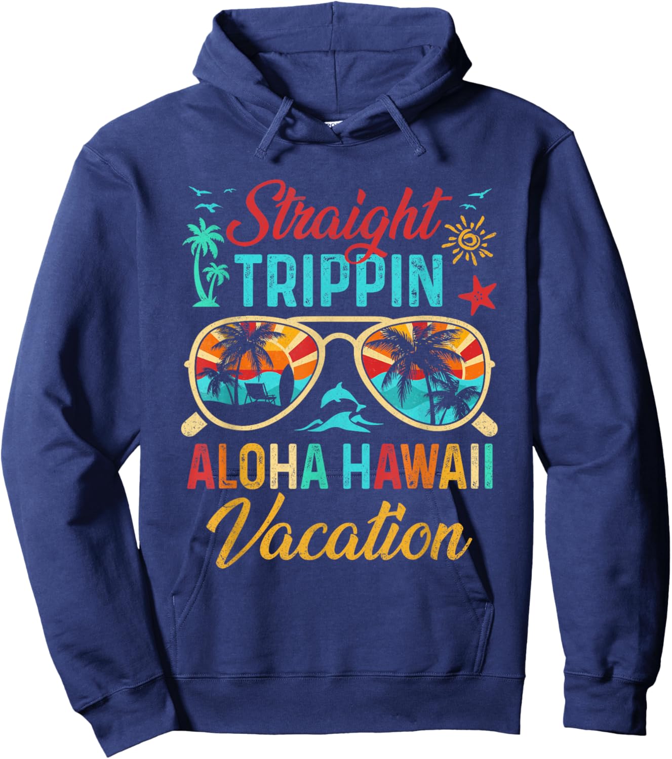 Straight Trippin Aloha Hawaii Vacation Matching Family Group Hoodie - Hoodie | Navy