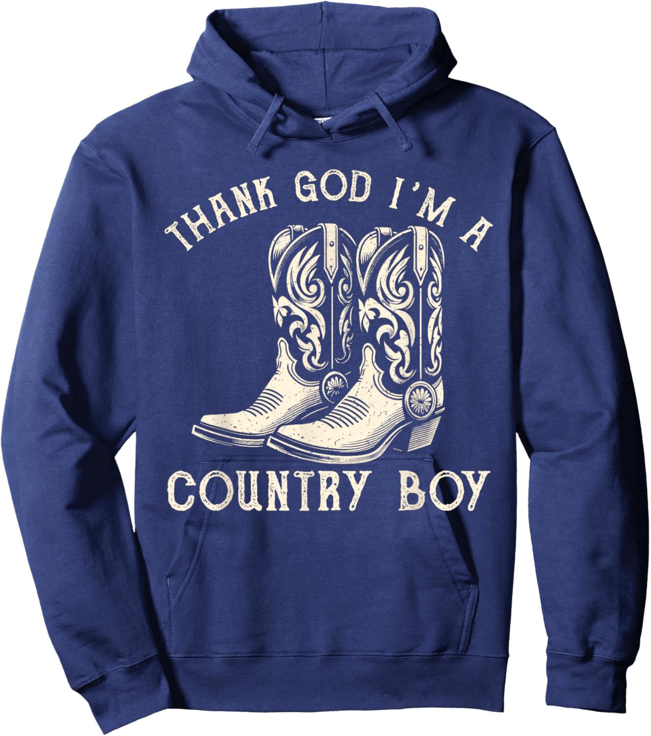 Thank God I'm A Country Music Boy Cowboy Western Retro Hoodie - Hoodie | Navy