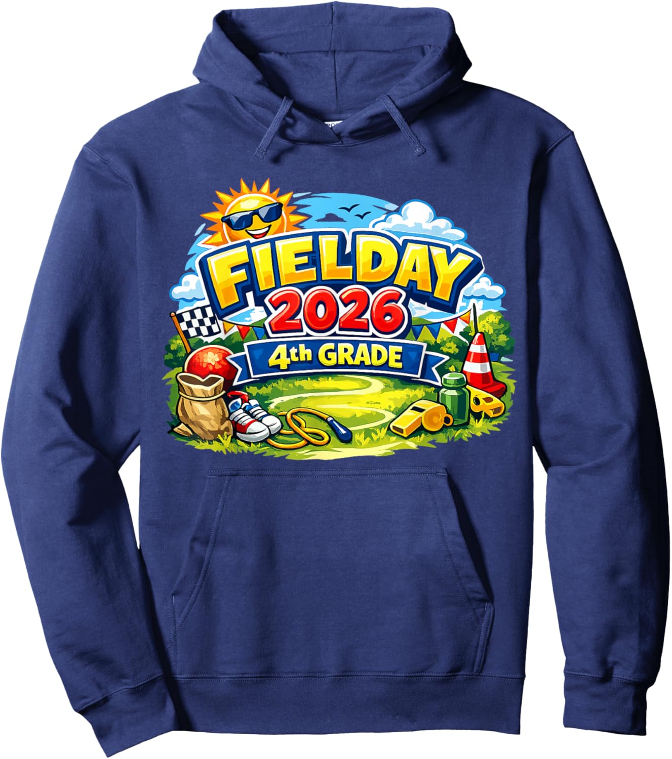 Field Day 2026 Fourth 4th Grade Teachers Boy Girl Kids Hoodie - Hoodie | Navy