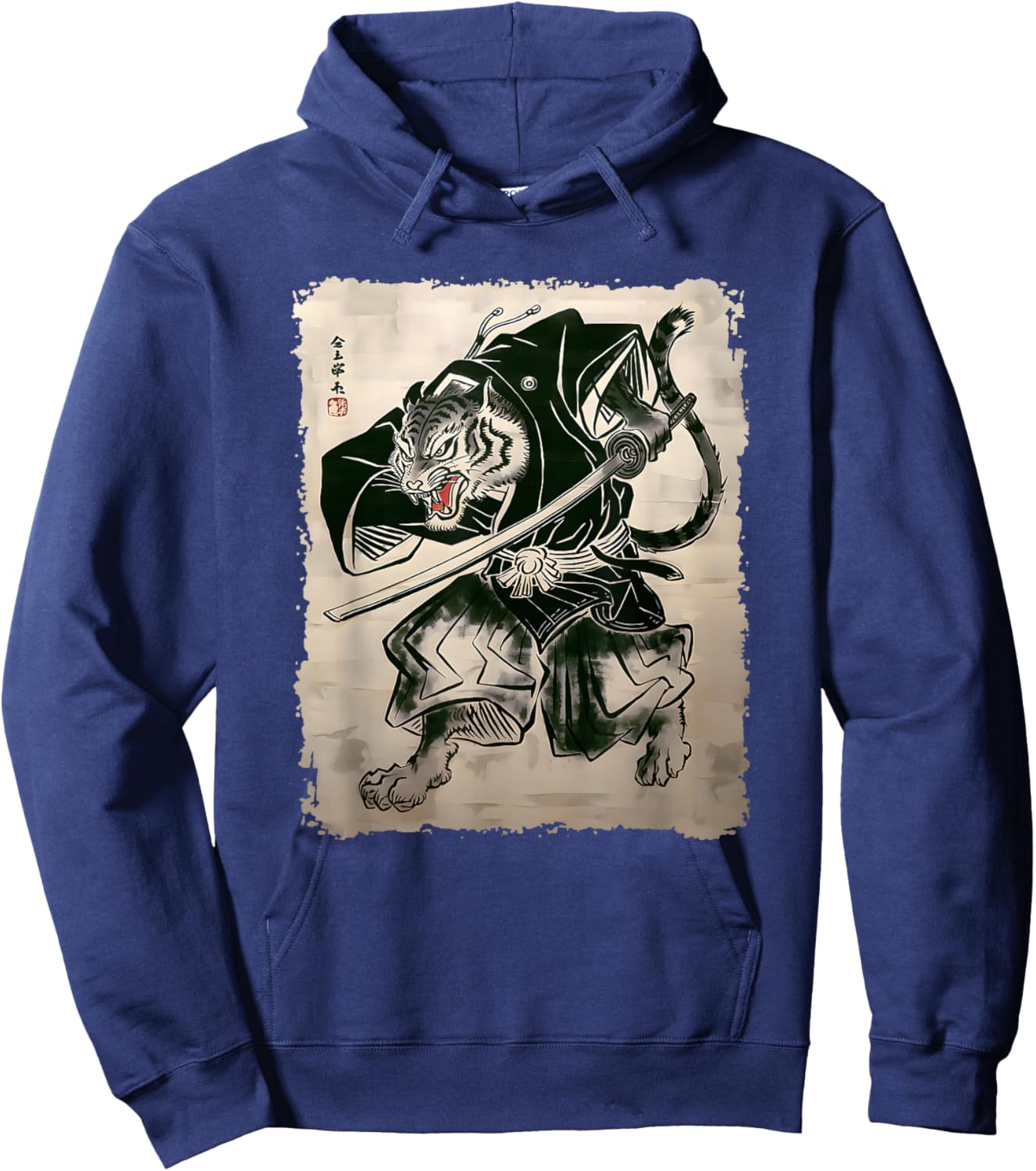 Samurai Tiger Warrior Vintage Japanese Art Anime Hoodie - Hoodie | Navy